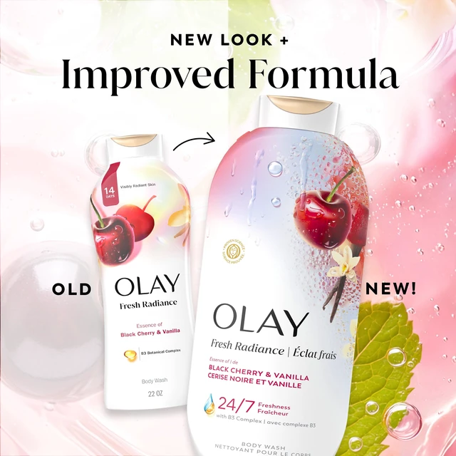 Alt view image 3 of 5 - Olay Fresh Radiance Body Wash, Black Cherry and Vanilla Essence, Vitamin B3 and Antioxidant Blend, 22 fl oz