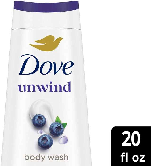 Alt view image 3 of 6 - Dove Unwind Blueberry & Moon Milk Body Wash, 24hr Lotion-Soft Skin, Moisturizing Skin Cleanser, No Sulfates No Parabens, 20 fl oz