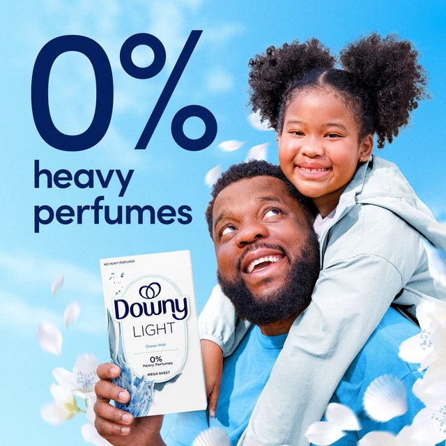 Alt view image 2 of 5 - Downy Light Mega Dryer Sheets Fabric Softener Ocean Mist 130 Count