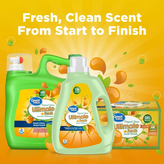 Alt view image 2 of 6 - Great Value Ultimate Fresh Fabric Softener, Original Clean, 100 fl oz, 136 Loads