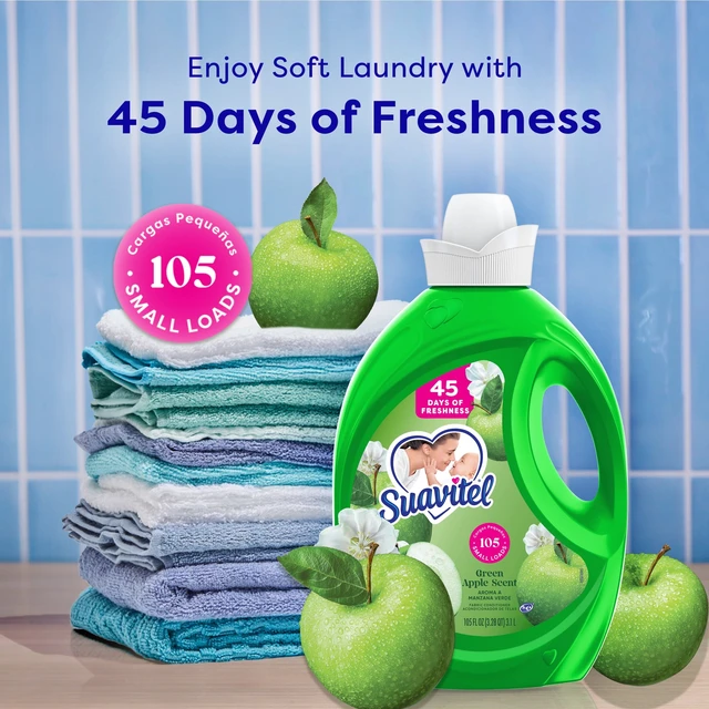 Alt view image 2 of 6 - Suavitel Fabric Conditioner, 105 Fl Oz, 45 Days of Freshness, Green Apple Scent