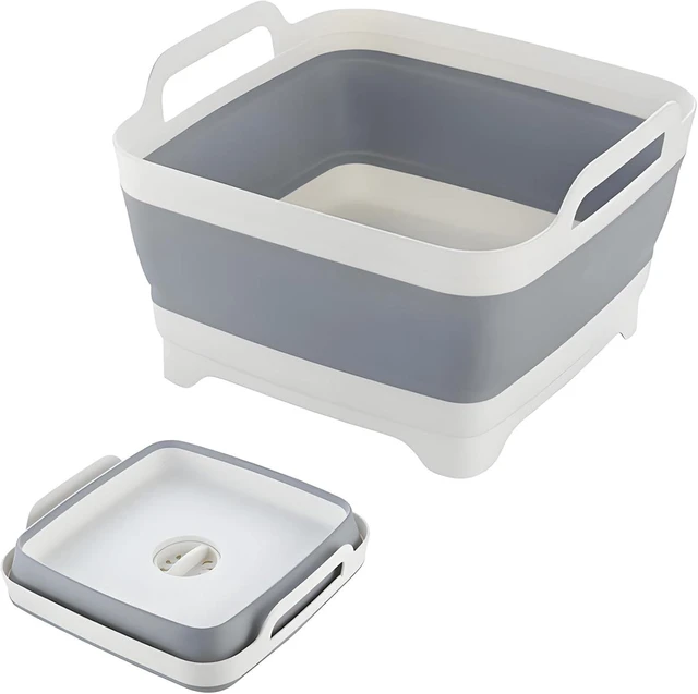 Main image of Collapsible Dish Basin 9L/2.4Gal, Portable Wash Basin with Drain Plug, Space Saving Foldable Bucket, Kitchen Sink for Camping, Vegetable Washing, RV
