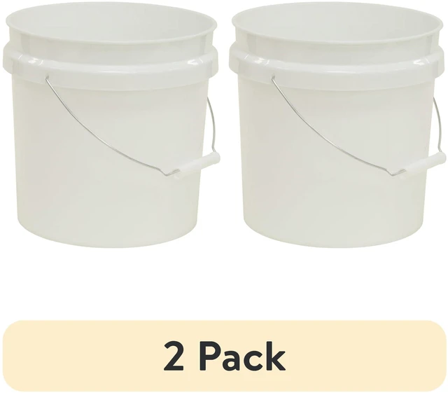 Main image of United Solutions 2 Gallon Round Comfort Handle Plastic Utility Bucket, White, 2 Pack