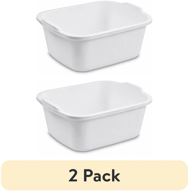 Main image of Sterilite 18Qt Dishpan (2-Pack), Multi-Purpose Plastic Wash Tub, White, for Kitchen Sink Organization and Drying