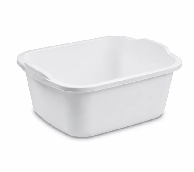Alt view image 6 of 6 - Sterilite 18Qt Dishpan (2-Pack), Multi-Purpose Plastic Wash Tub, White, for Kitchen Sink Organization and Drying