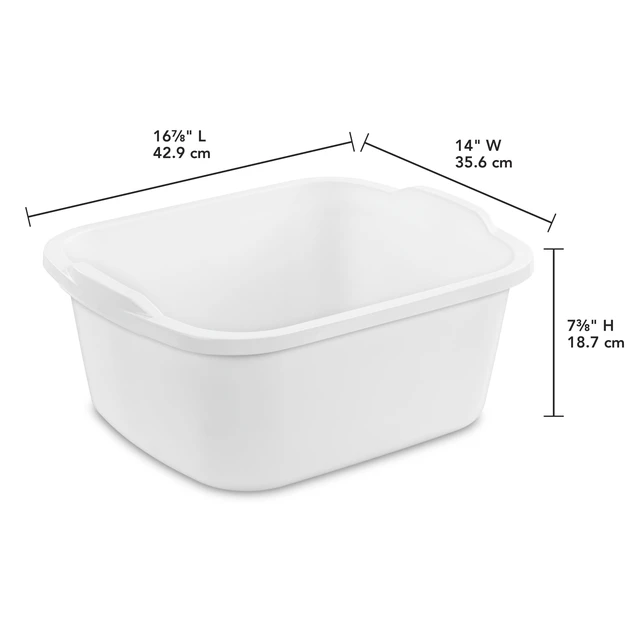 Alt view image 2 of 6 - Sterilite 18Qt Dishpan (2-Pack), Multi-Purpose Plastic Wash Tub, White, for Kitchen Sink Organization and Drying