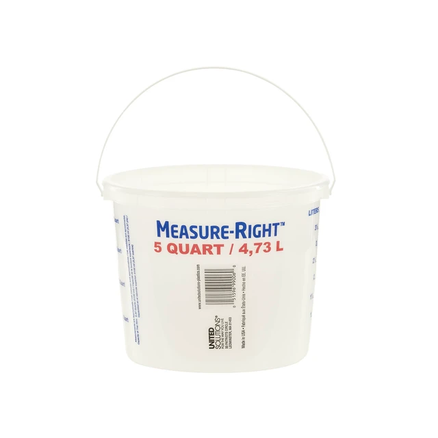 Alt view image 5 of 5 - United Solutions Measure Right 5 Quart Round Plastic Mixing Bucket, Translucent, 2 Pack