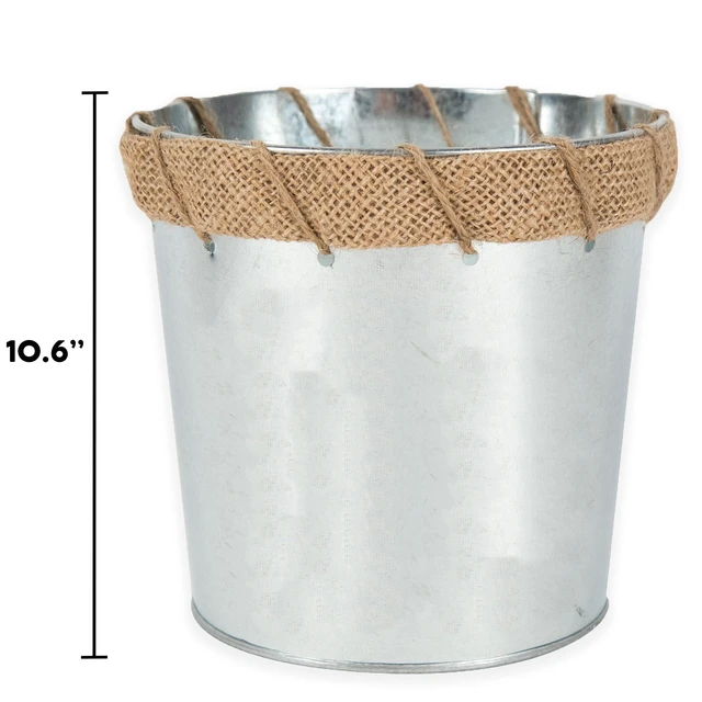 Alt view image 5 of 5 - On the Surface Large Decorative Galvanized Tin Pail with Rope Handles