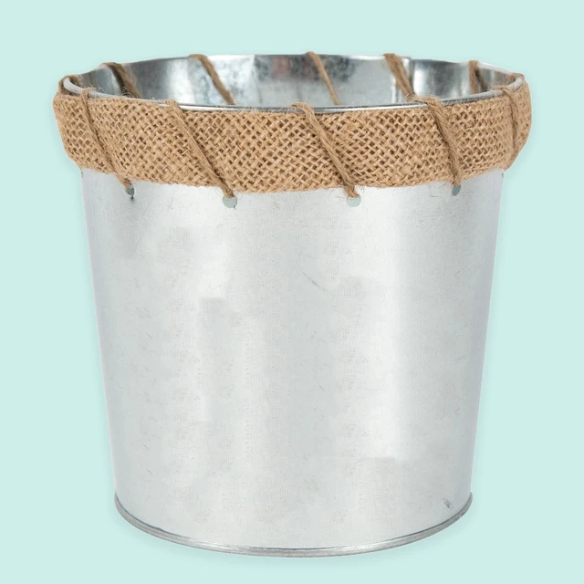 Alt view image 2 of 5 - On the Surface Large Decorative Galvanized Tin Pail with Rope Handles