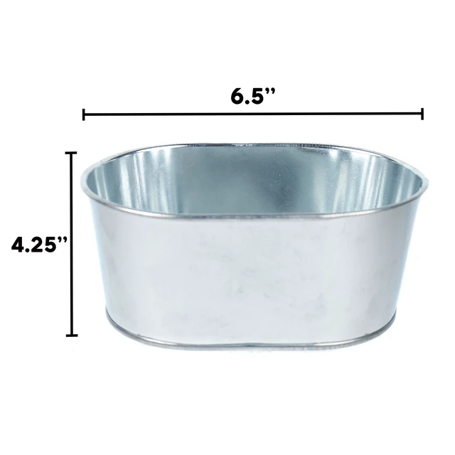 Alt view image 4 of 6 - On the Surface 3 Pack Small Oval Tin Silver Bucket, Galvanized Metal Pail