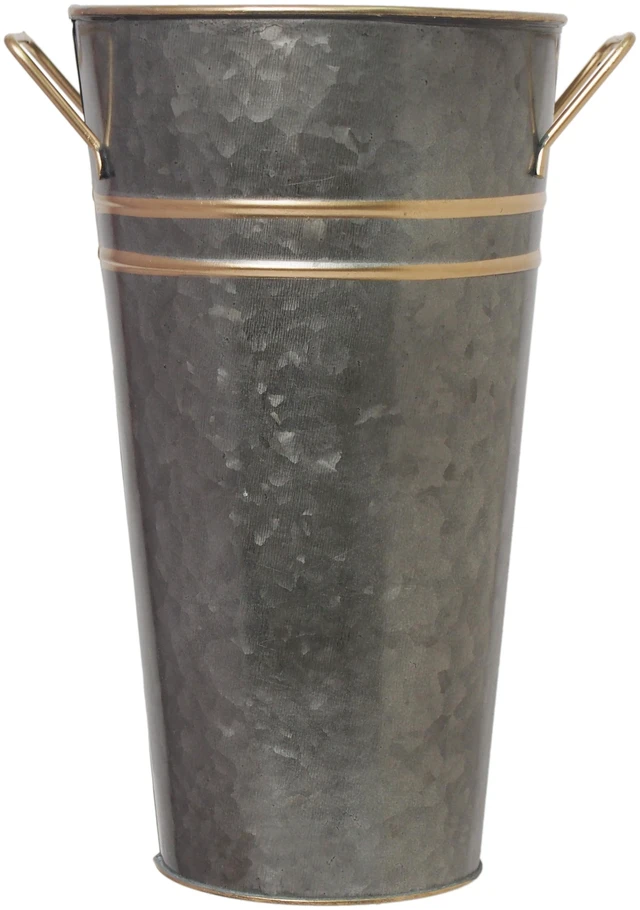 Main image of Hosley Elegant Expressions Metal French Bucket with Handles, 9'', Black Zinc with Gold Trim
