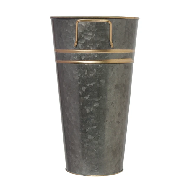 Alt view image 4 of 6 - Hosley Elegant Expressions Metal French Bucket with Handles, 9'', Black Zinc with Gold Trim