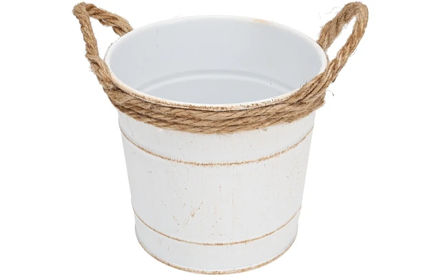 Alt view image 4 of 7 - 2 Pack Hampton Art Rope Metal Bucket with Handles, 4.75in, White