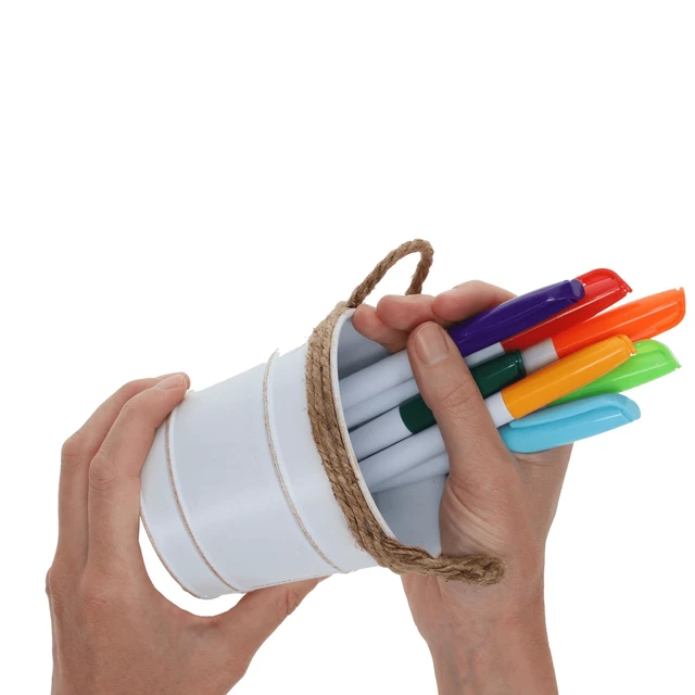 Alt view image 6 of 7 - 2 Pack Hampton Art Rope Metal Bucket with Handles, 4.75in, White