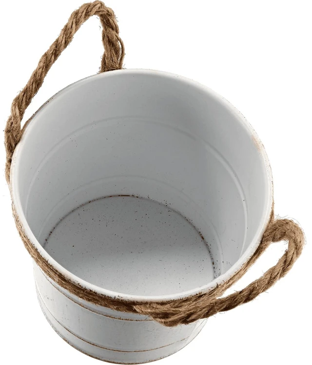 Alt view image 7 of 7 - 2 Pack Hampton Art Rope Metal Bucket with Handles, 4.75in, White