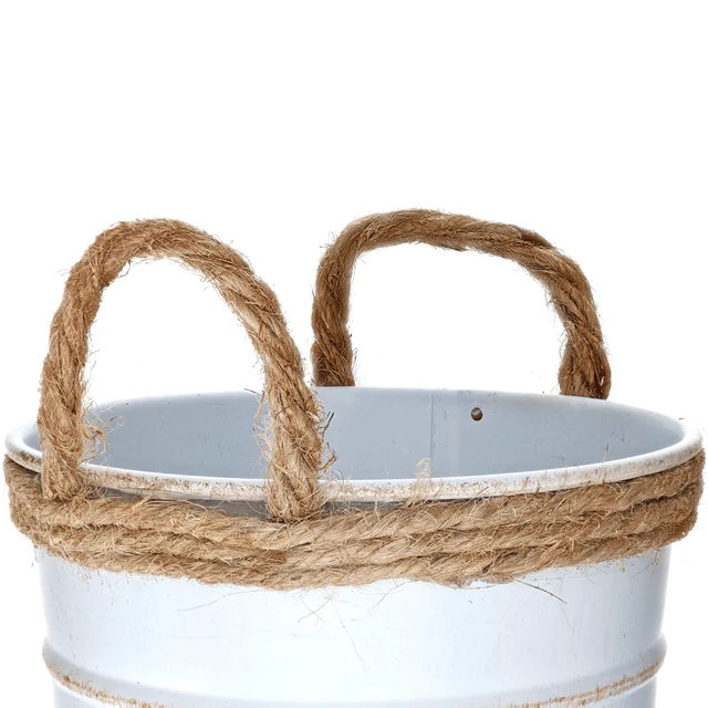 Alt view image 5 of 7 - 2 Pack Hampton Art Rope Metal Bucket with Handles, 4.75in, White