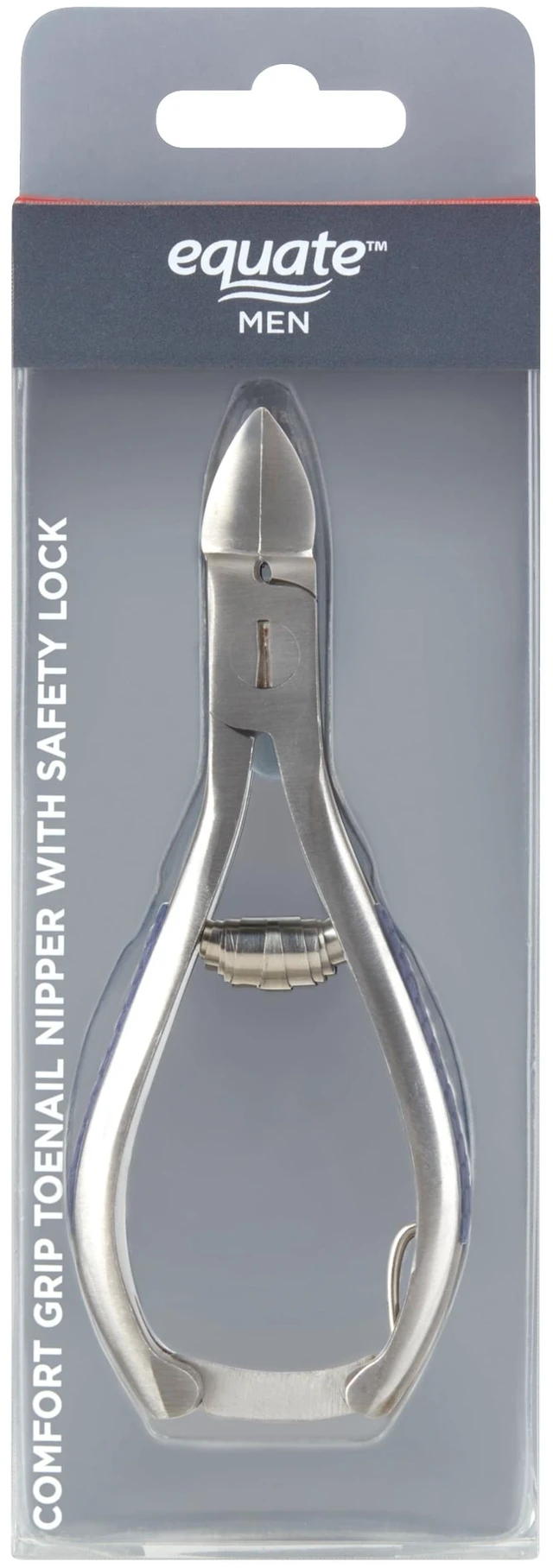 Main image of Equate Men's Comfort Grip Toenail Nipper with Safety Lock for Thick & Hard Nails