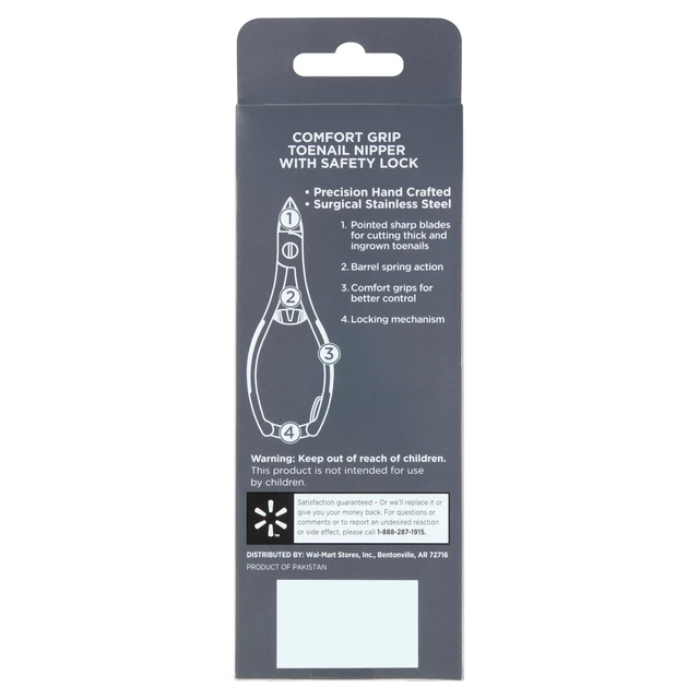 Alt view image 2 of 6 - Equate Men's Comfort Grip Toenail Nipper with Safety Lock for Thick & Hard Nails