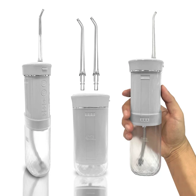 Alt view image 3 of 6 - GuruNanda Compact Dental Water Flosser, 180mL, Travel Size, White
