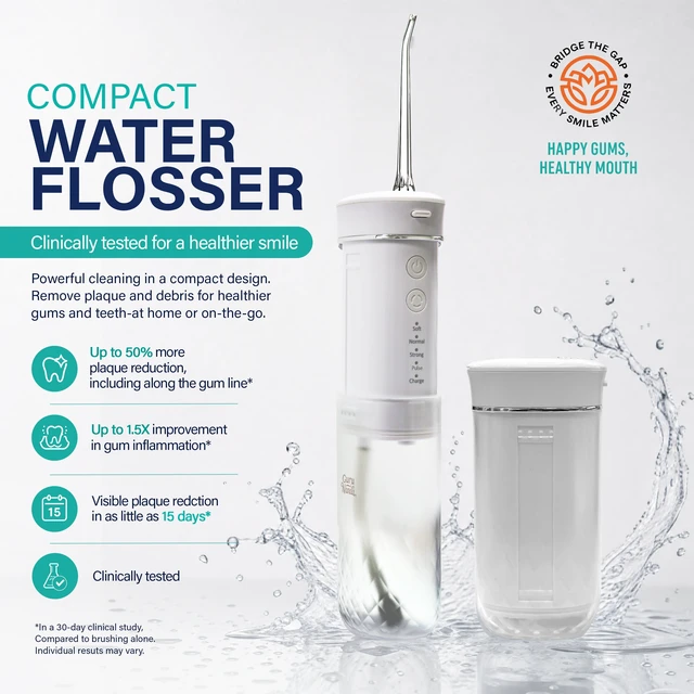 Alt view image 2 of 6 - GuruNanda Compact Dental Water Flosser, 180mL, Travel Size, White