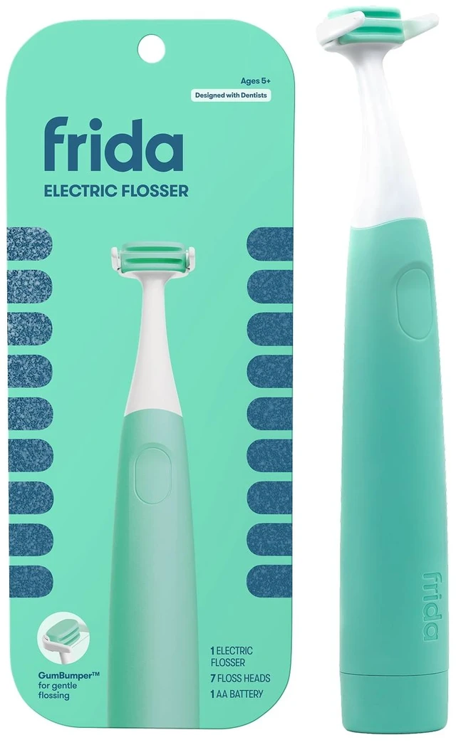 Main image of Frida For Kids Electric Flosser, Mint Teal, Dentist Designed, 1 Flosser + 7 Replacement Heads