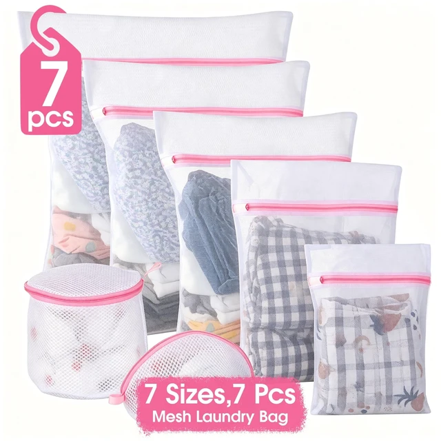 Main image of 7-Piece Mesh Laundry Bags for Washing Machine with Anti-Rust Zipper, Multi-Size Reusable Delicates Wash Bags for Lingerie, Socks, Travel Storage