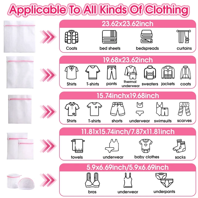 Alt view image 4 of 6 - 7-Piece Mesh Laundry Bags for Washing Machine with Anti-Rust Zipper, Multi-Size Reusable Delicates Wash Bags for Lingerie, Socks, Travel Storage