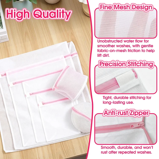 Alt view image 6 of 6 - 7-Piece Mesh Laundry Bags for Washing Machine with Anti-Rust Zipper, Multi-Size Reusable Delicates Wash Bags for Lingerie, Socks, Travel Storage