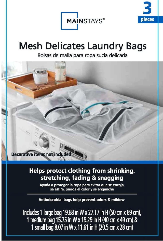 Alt view image 3 of 6 - Mainstays 3 Piece Mesh Wash Bag Set, White, 12" X 8" - 28" X 20"