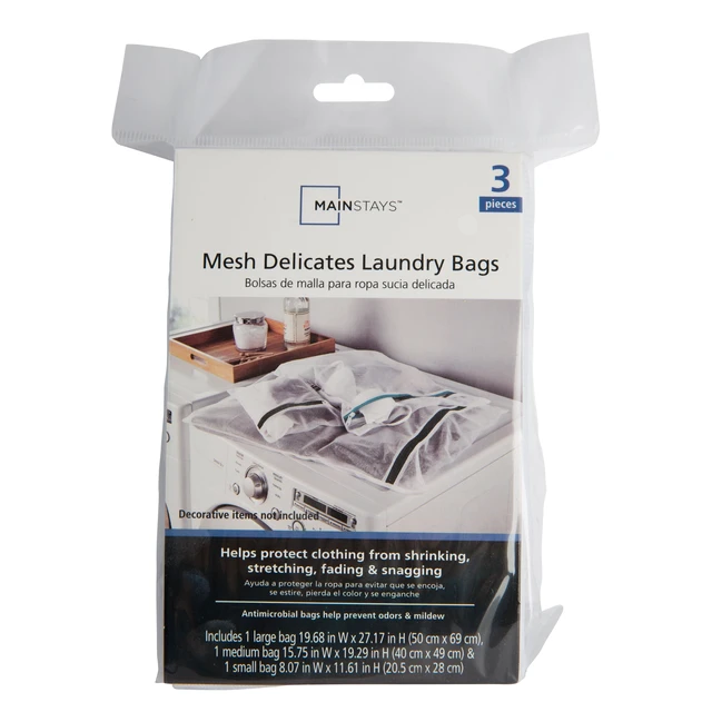 Alt view image 6 of 6 - Mainstays 3 Piece Mesh Wash Bag Set, White, 12" X 8" - 28" X 20"