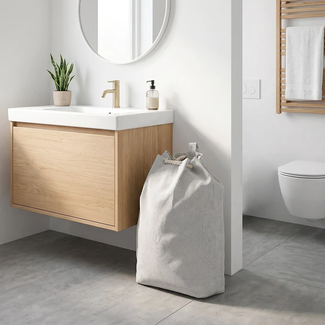 Alt view image 3 of 6 - Better Homes & Gardens Laundry Bag, Gray, Polyester and Cotton Canvas, 15in W x 7in D x 24.5in H