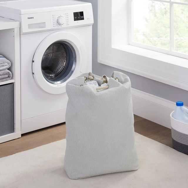 Alt view image 5 of 6 - Better Homes & Gardens Laundry Bag, Gray, Polyester and Cotton Canvas, 15in W x 7in D x 24.5in H