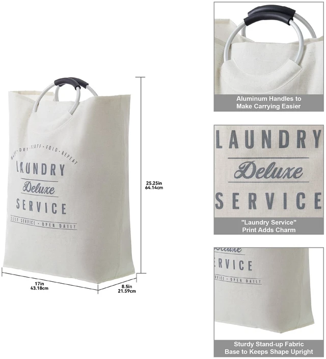 Alt view image 4 of 6 - Better Homes & Gardens Deluxe Laundry Canvas Tote with Aluminum Handles