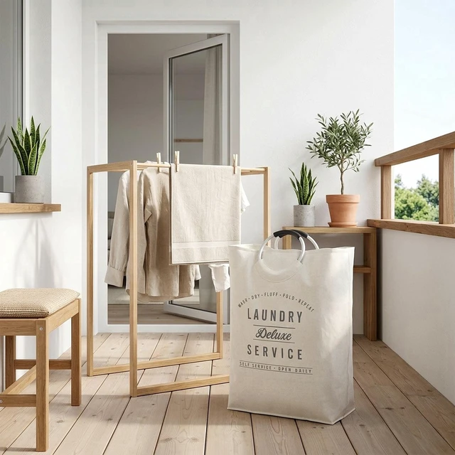 Alt view image 6 of 6 - Better Homes & Gardens Deluxe Laundry Canvas Tote with Aluminum Handles
