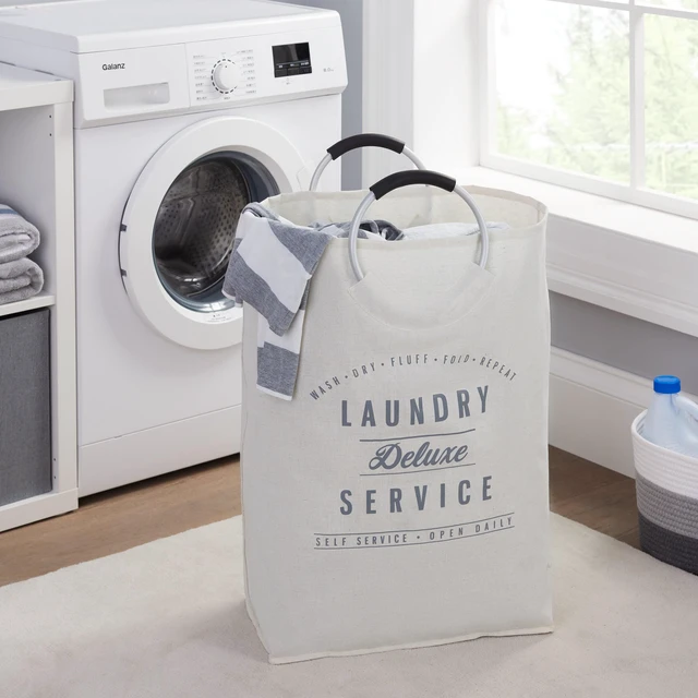 Alt view image 5 of 6 - Better Homes & Gardens Deluxe Laundry Canvas Tote with Aluminum Handles