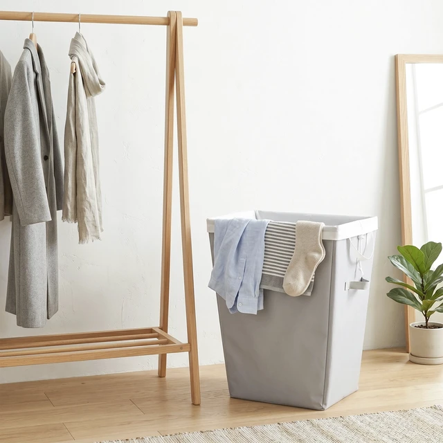 Alt view image 4 of 6 - Mainstays Laundry Hamper with Removable Liner, Slim Rectangular, Gray, Polyester