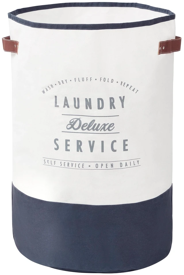 Main image of Better Homes & Gardens Laundry Hamper Ivory/Grey Canvas 16in x 25in