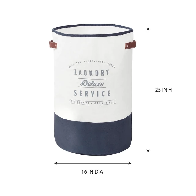 Alt view image 6 of 6 - Better Homes & Gardens Laundry Hamper Ivory/Grey Canvas 16in x 25in