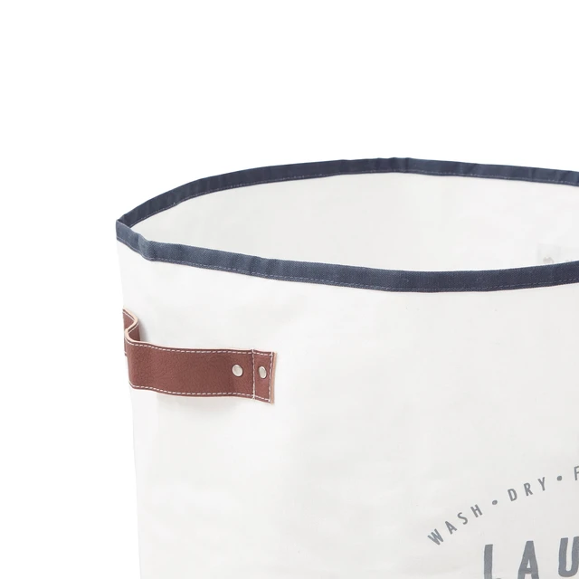 Alt view image 3 of 6 - Better Homes & Gardens Laundry Hamper Ivory/Grey Canvas 16in x 25in