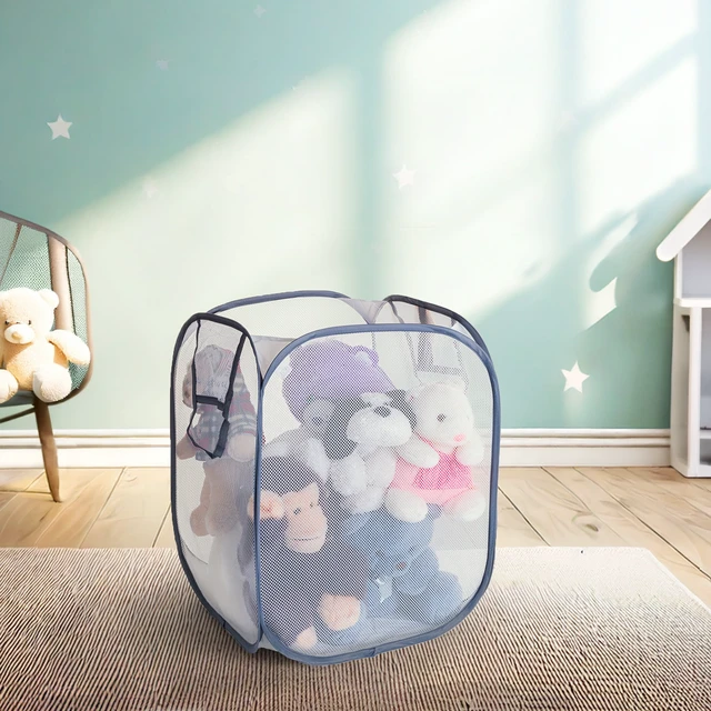 Alt view image 5 of 6 - Mainstays Jumbo Mesh Pop-Up Laundry Hamper, White with Grey Trim