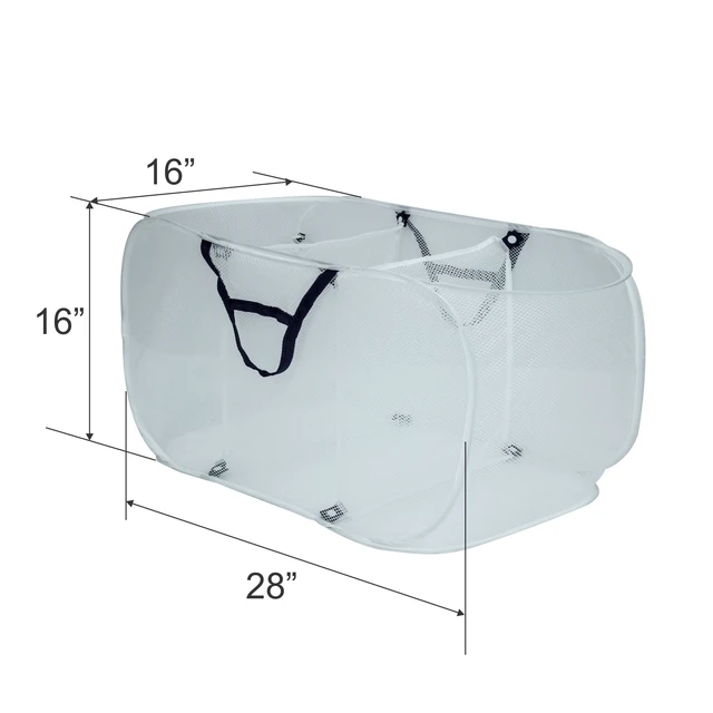 Alt view image 5 of 5 - Mainstays Pop-Up Mesh Triple Sort Laundry Basket, White, 16in x 16in x 28in