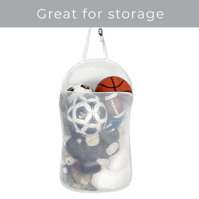 Alt view image 4 of 7 - Smart Design Deluxe Mesh Over The Door Pop Up Hamper, Holds 3 Loads, 17x28 Inch, White, with Hook and Adjustable Strap, VentilAir Mesh