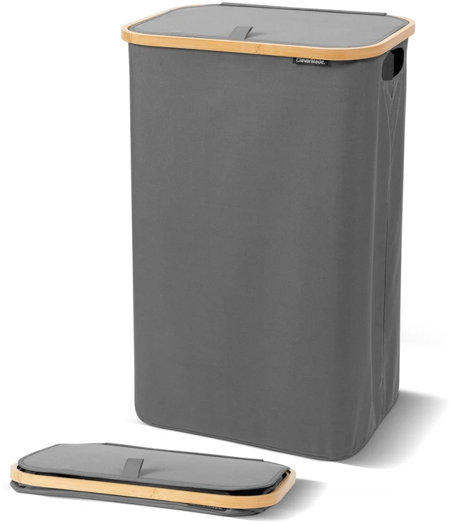 Main image of CleverMade 90L Foldable Laundry Hamper with Lid in Shadow Gray