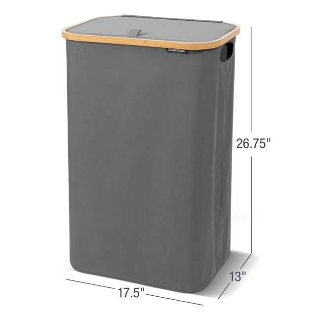 Alt view image 6 of 6 - CleverMade 90L Foldable Laundry Hamper with Lid in Shadow Gray