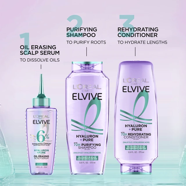 Alt view image 5 of 6 - L'Oreal Paris Elvive Hyaluron Pure Moisturizing Hair Conditioner for Oily Hair, 13.5 fl oz