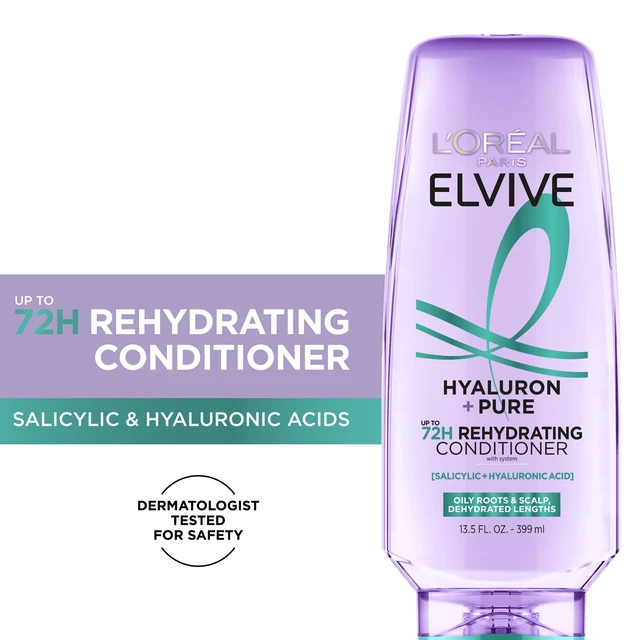 Alt view image 2 of 6 - L'Oreal Paris Elvive Hyaluron Pure Moisturizing Hair Conditioner for Oily Hair, 13.5 fl oz