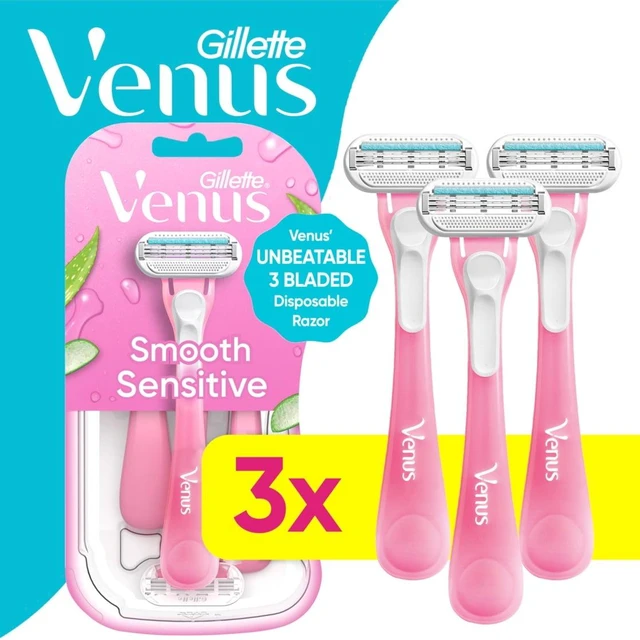 Main image of Venus Sensitive Women's 3-Blade Disposable Razor, 3 Count, Pink