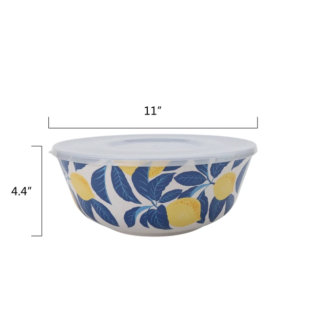 Alt view image 5 of 6 - Mainstays 4-Piece Bamboo Melamine Serve Bowl Set by Becky G. & Alejandra, Lemon & Blue