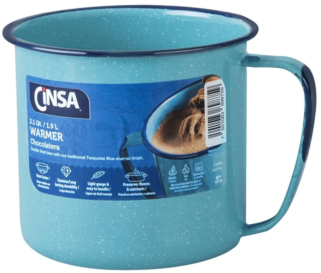 Main image of Cinsa 2QT Chocolatera Warmer, Enamel on Steel, Turquoise Blue