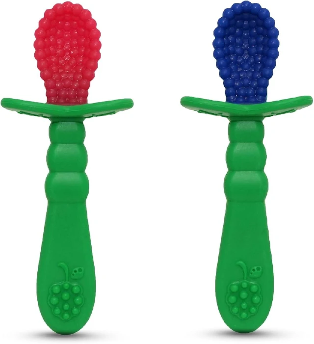 Main image of RaZbaby RaZberry Infant Training Spoon, 2 Count, 6m+, Red & Blue